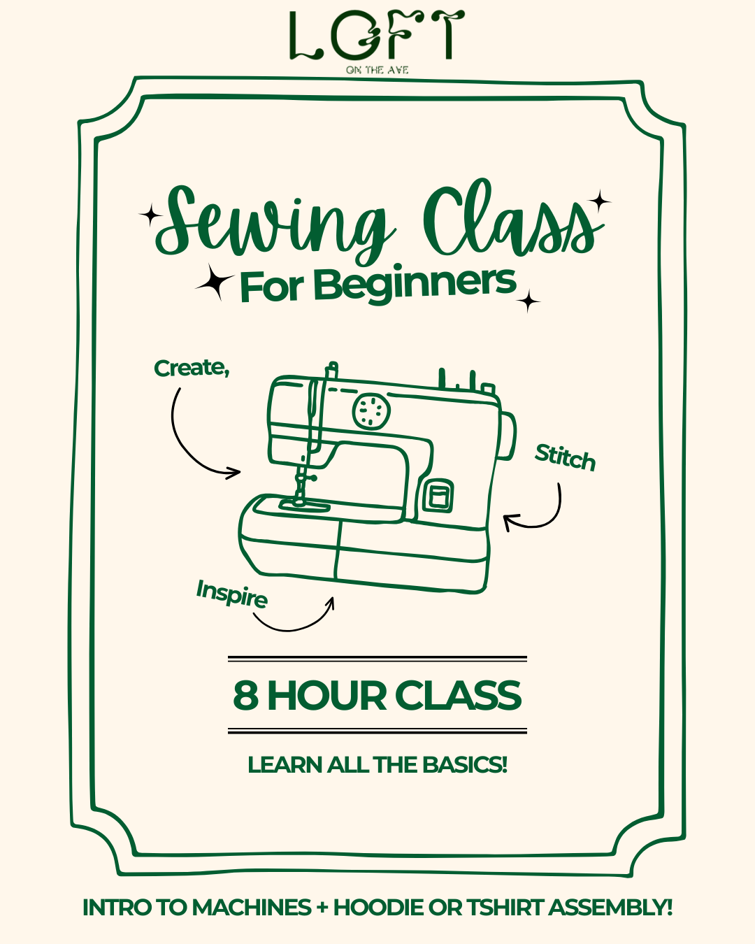 INTRO TO SEWING ALL DAY COURSE SEPTEMBER 20th