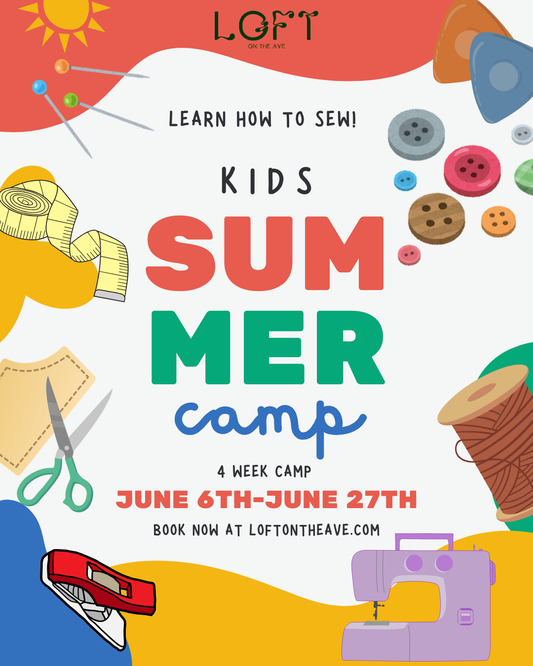 KIDS SUMMER SEWING CAMP SATURDAYS